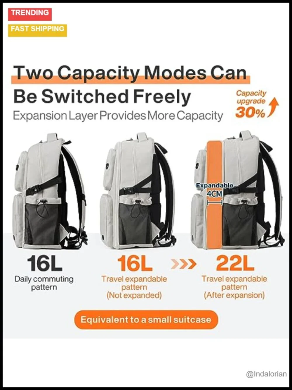 Large Expandable Travel Laptop Backpack, Lightweight Durable College Bookbag